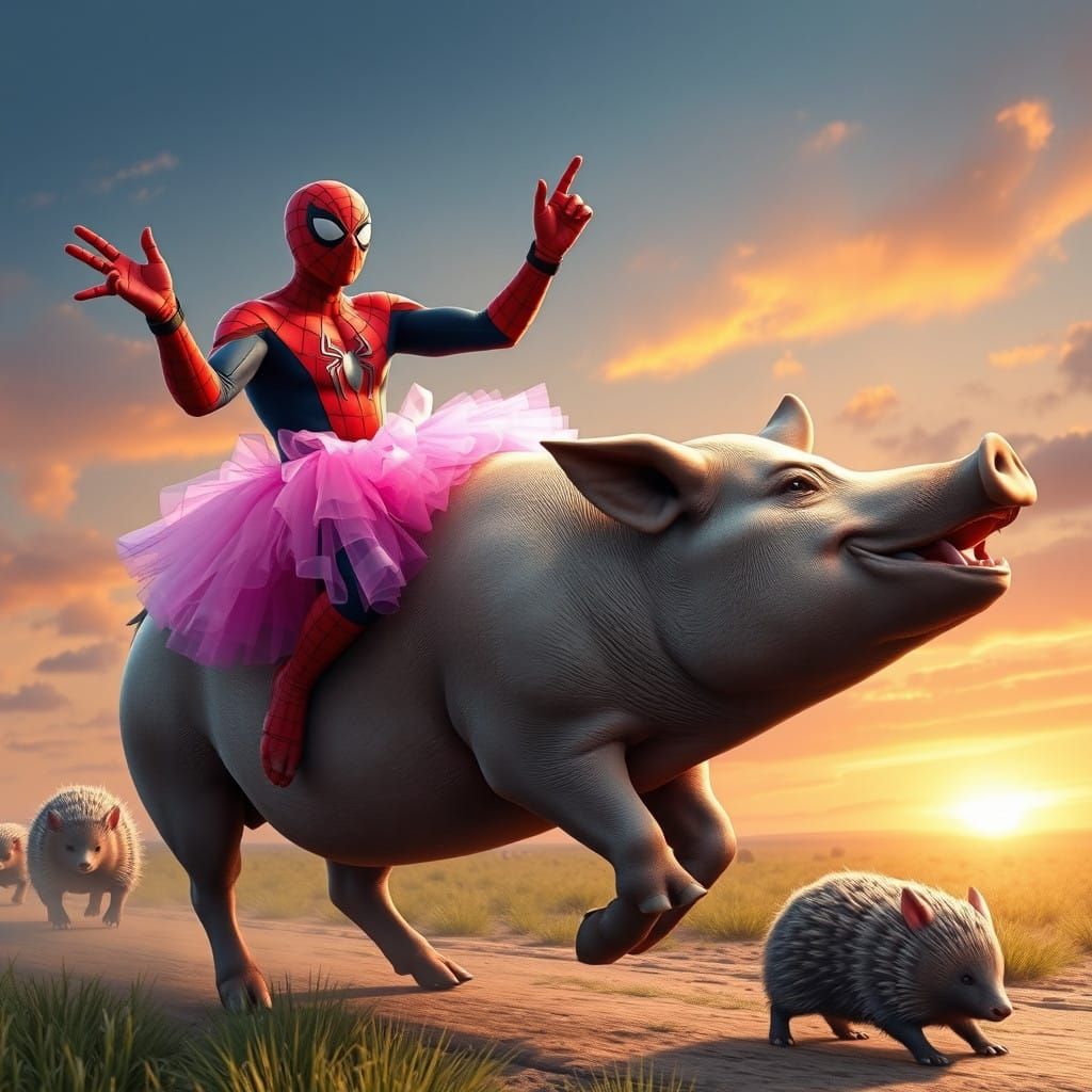 Spider-Man and Putin in a Joyful Hyper Realistic Scene