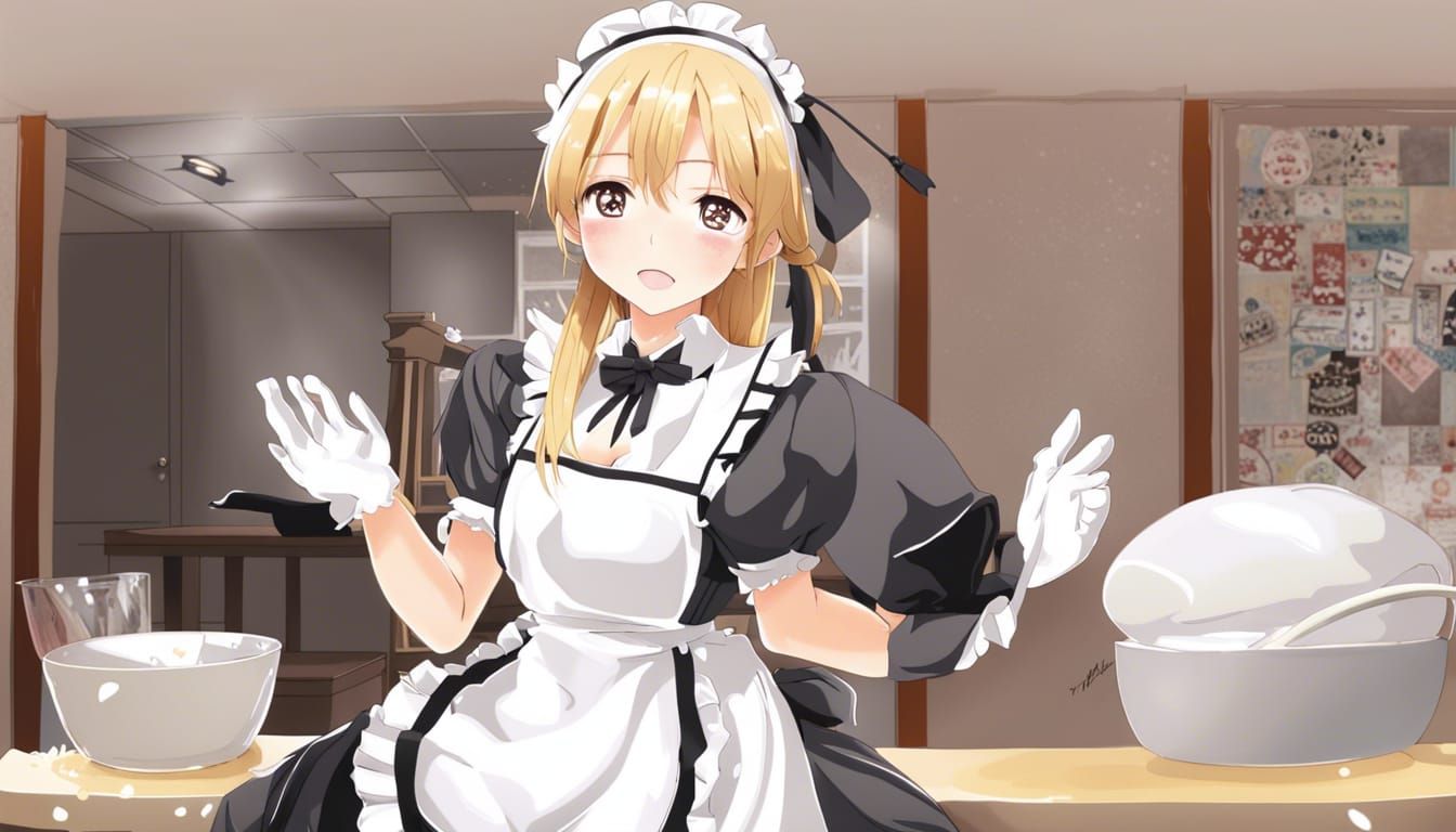 Anime Style Maid in Japanese Manga Art