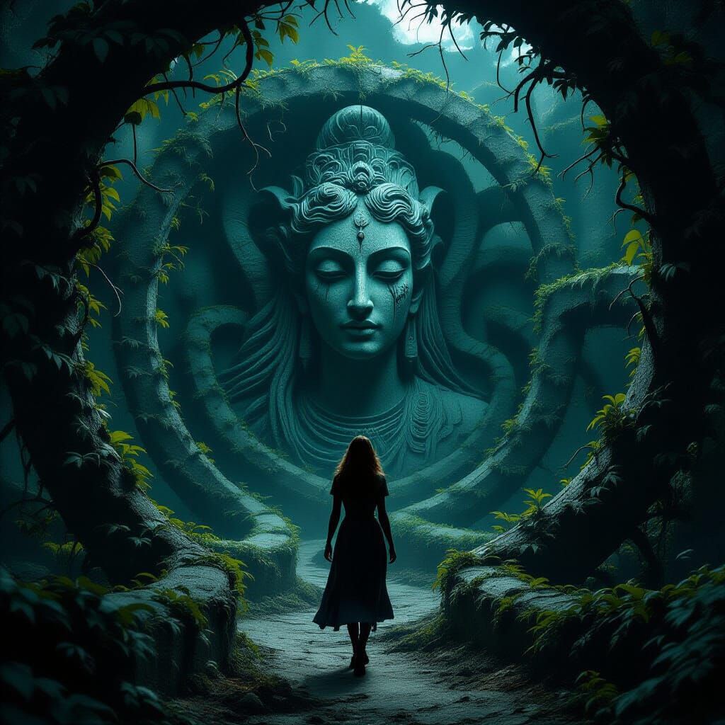 Serpentine Labyrinth: A Biomechanical Horror Scene