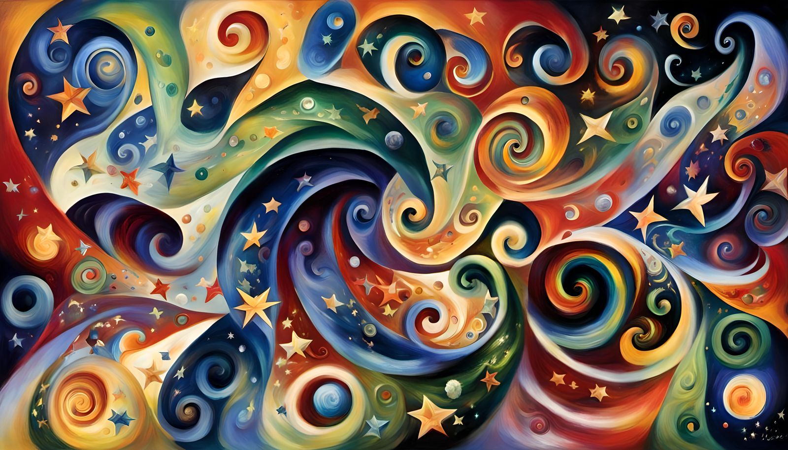 Swirling Star Cluster in Impasto Oil Style