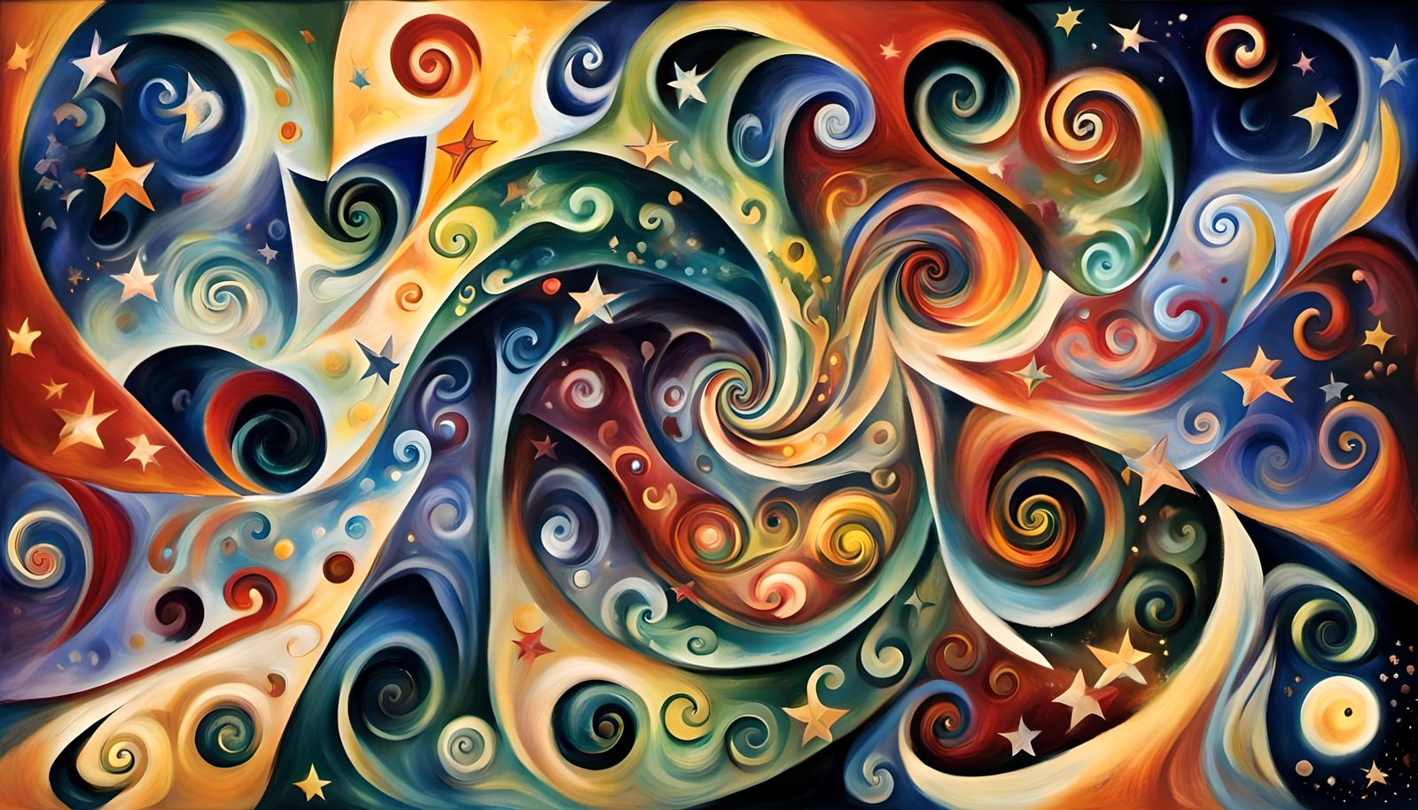 Swirling Stars Dance in Cosmic Impasto Painting