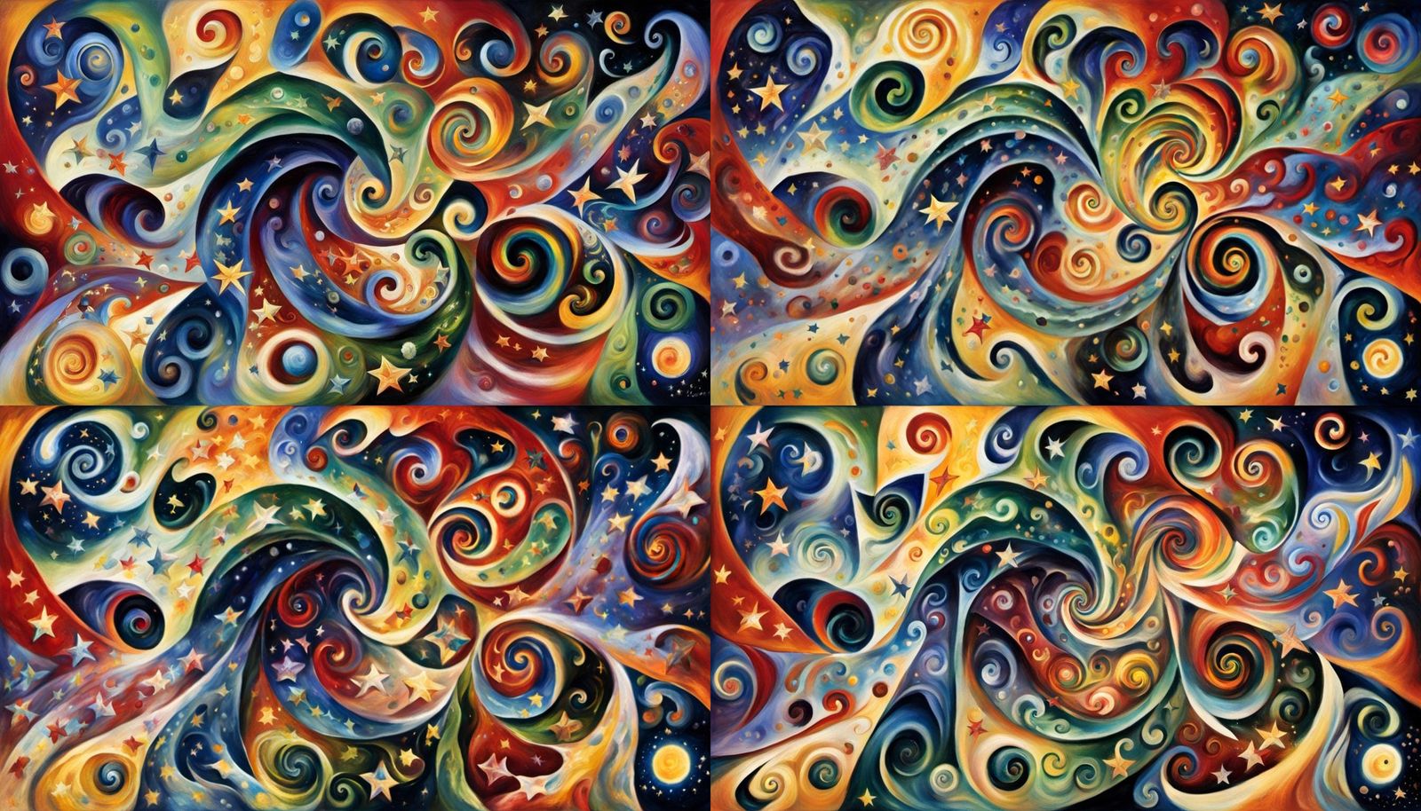 Cosmic Star Dance in Impasto Oil Style