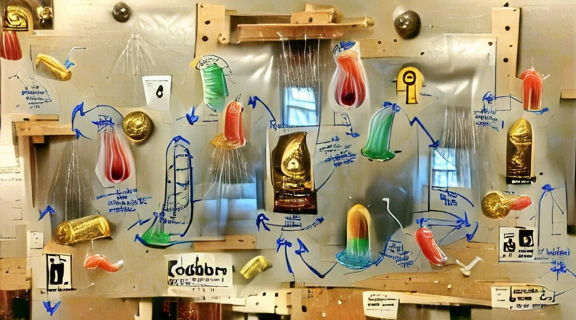 Detailed Rube Goldberg Condom Dispenser Schematic