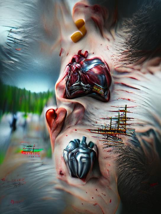 Heart in Endless Pain: Hyperrealistic Concept Art
