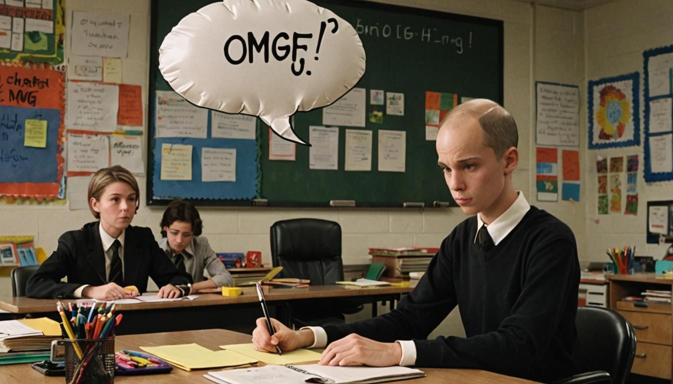 Charlie Brown sits in a school classroom. Thinking about his...