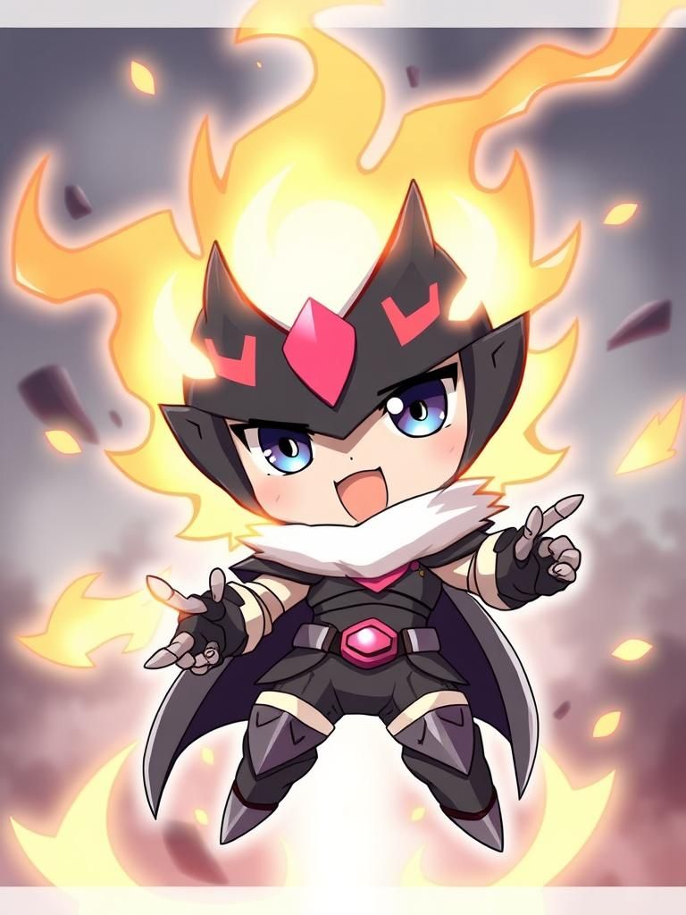 Fiery Chibi Ram Pokemon in Anime Style