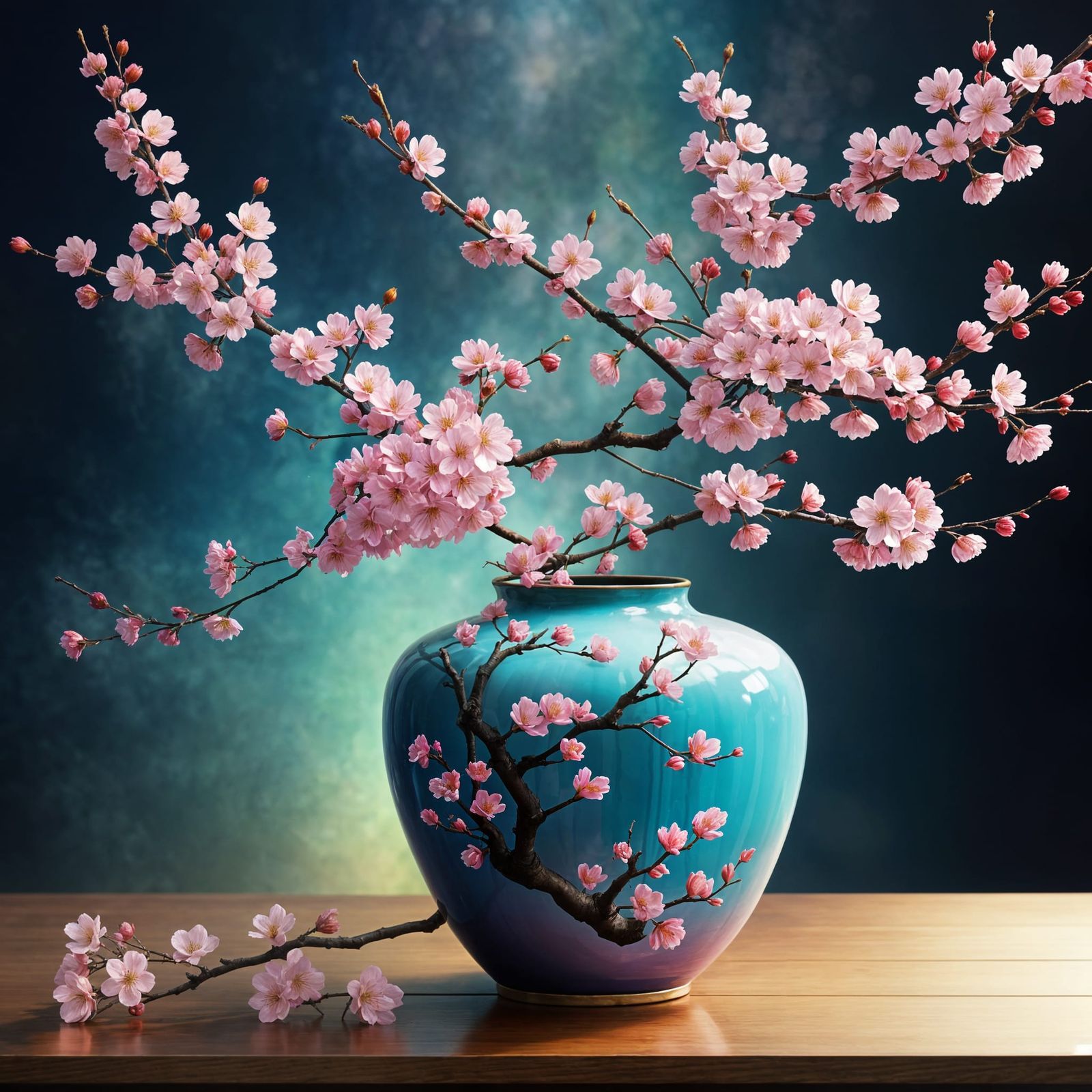 Elegant Cherry Blossoms in Abstract Art Style