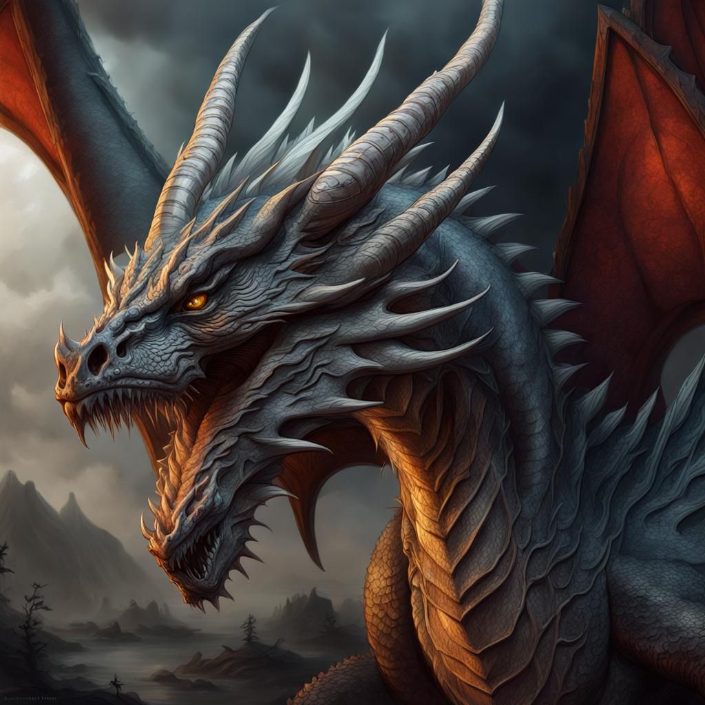 Epic 19th Century Dragon Pencil Sketch