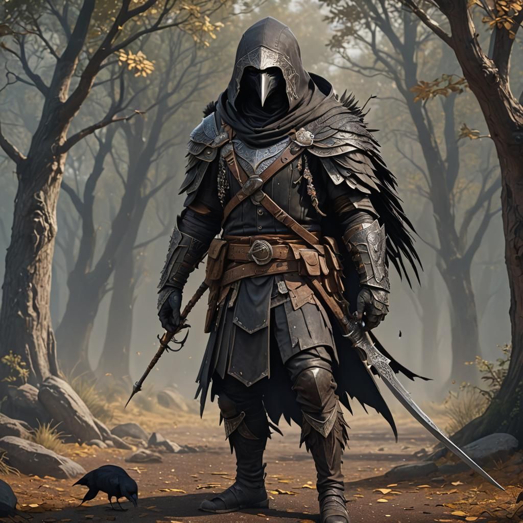 Raven Humanoid Archer in Detailed Matte Painting