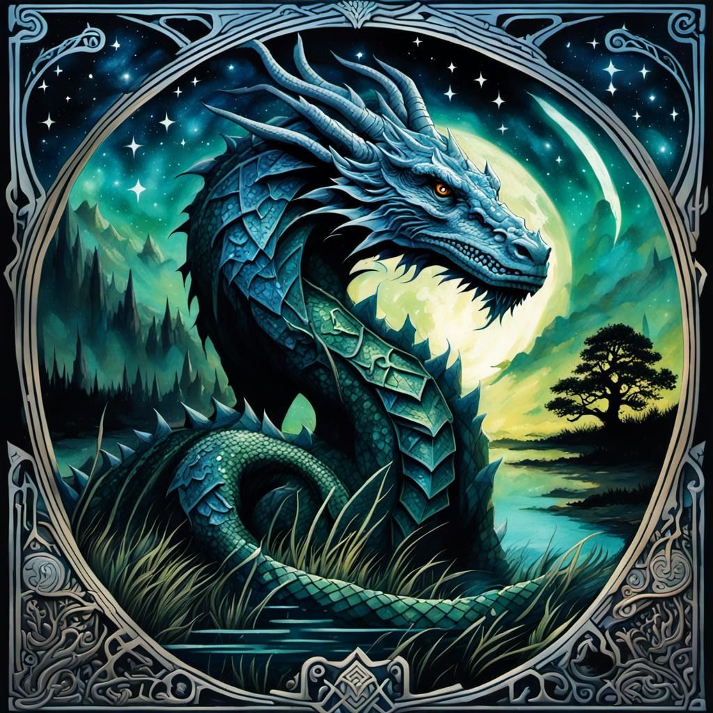 High Gothic Water Dragon in Starry Swampland