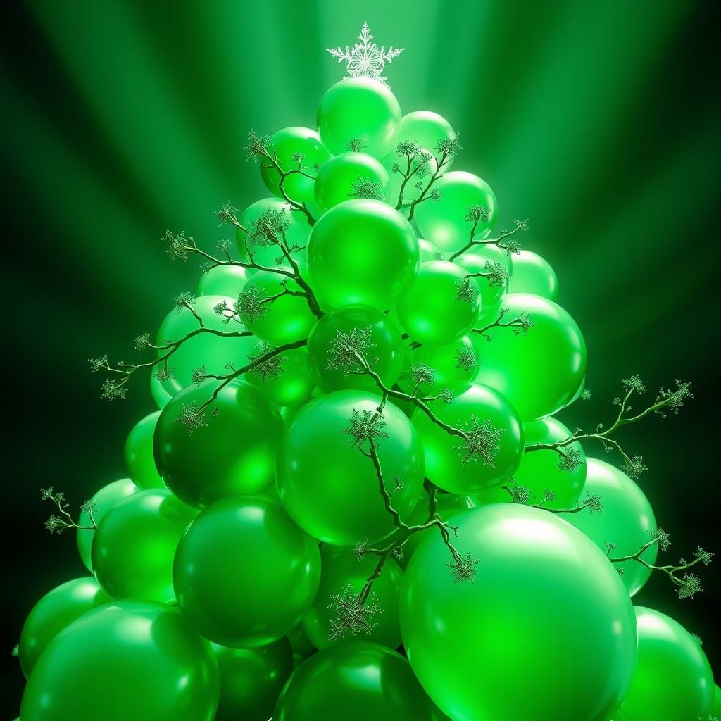 Abstract Fractal Christmas Tree with Spheres