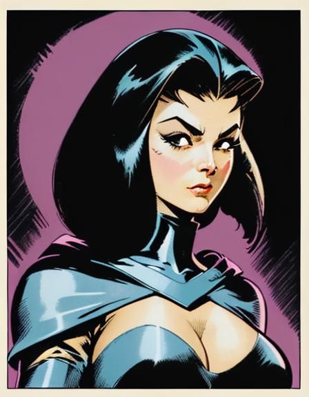 Villain Woman: Halftone Logo in Primitive Style