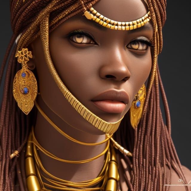 Beautiful African Woman: Hyperrealistic Oil Painting Portrai...