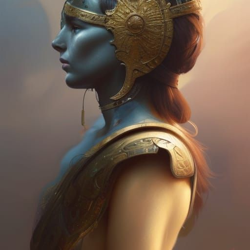 Resting Ancient Warrior Portrait in Hyperdetailed Style