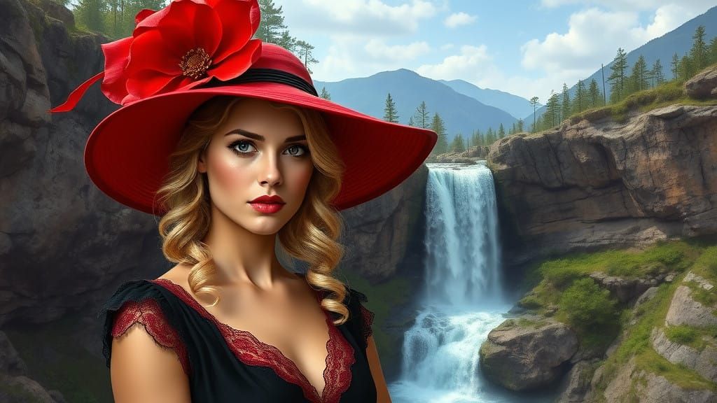 Serene Fantasy Portrait of a Maiden in a Dramatic Landscape