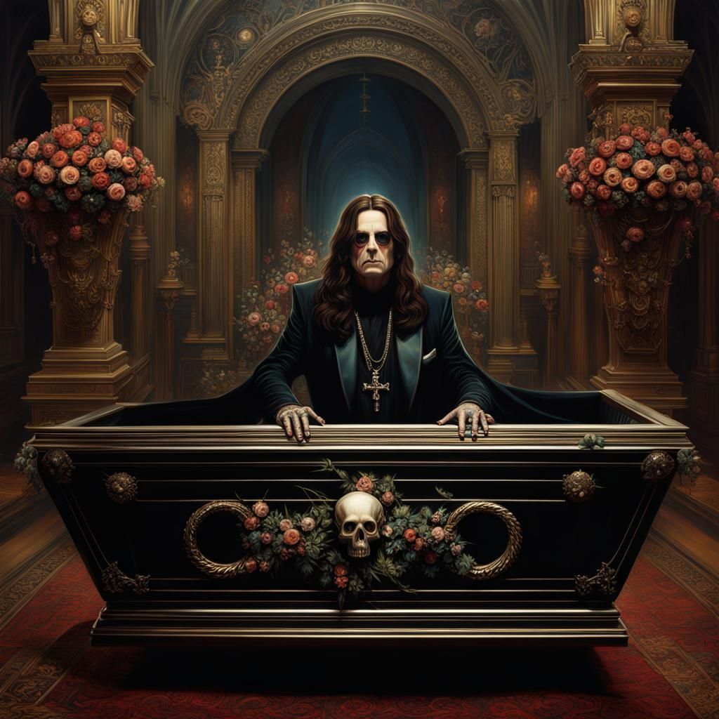 Ozzy Osbourne Coffin Portrait in Dark Fantasy Art