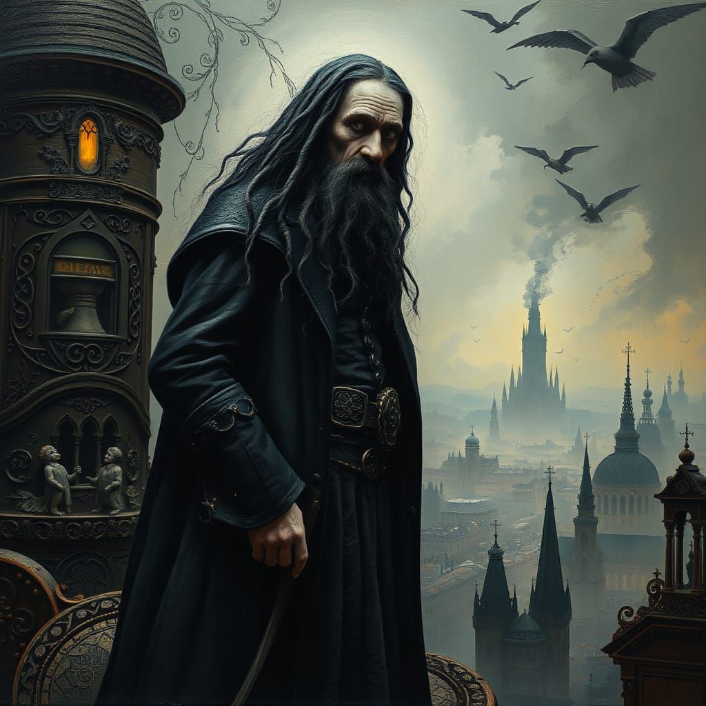 Dreamlike Victorian Cityscape with Uriah Heep in Impasto Sty...