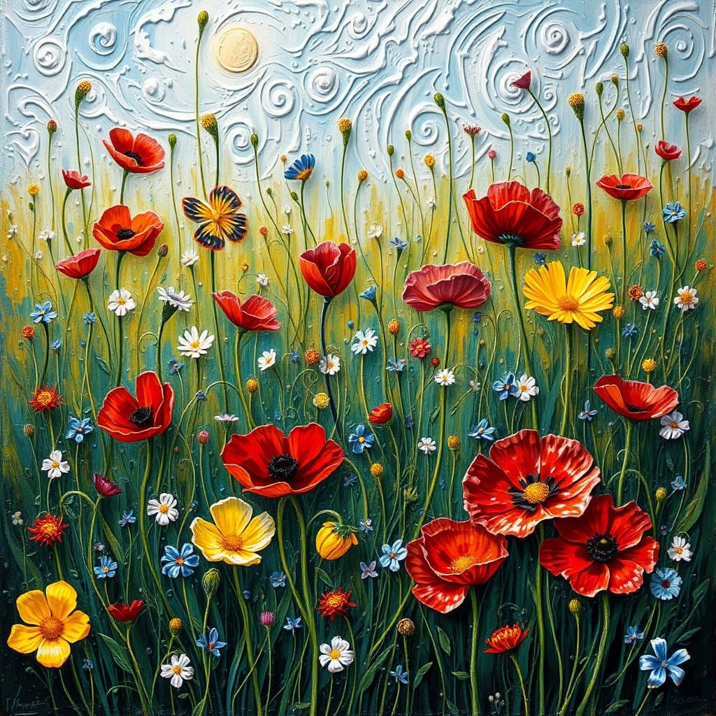 Whimsical String Meadow in Neo-Impressionist Style