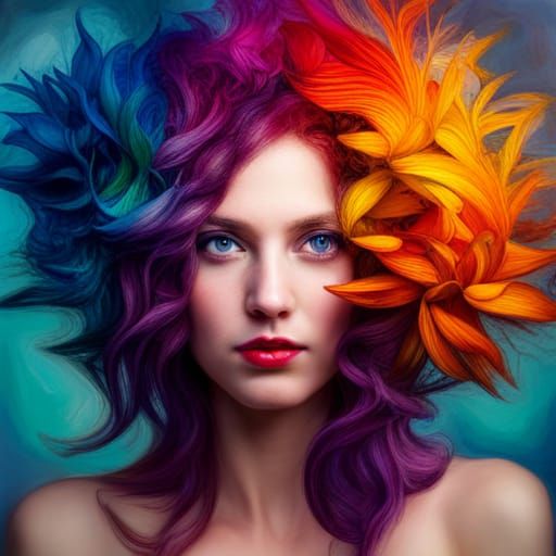 Surreal Floral Portrait of a Woman
