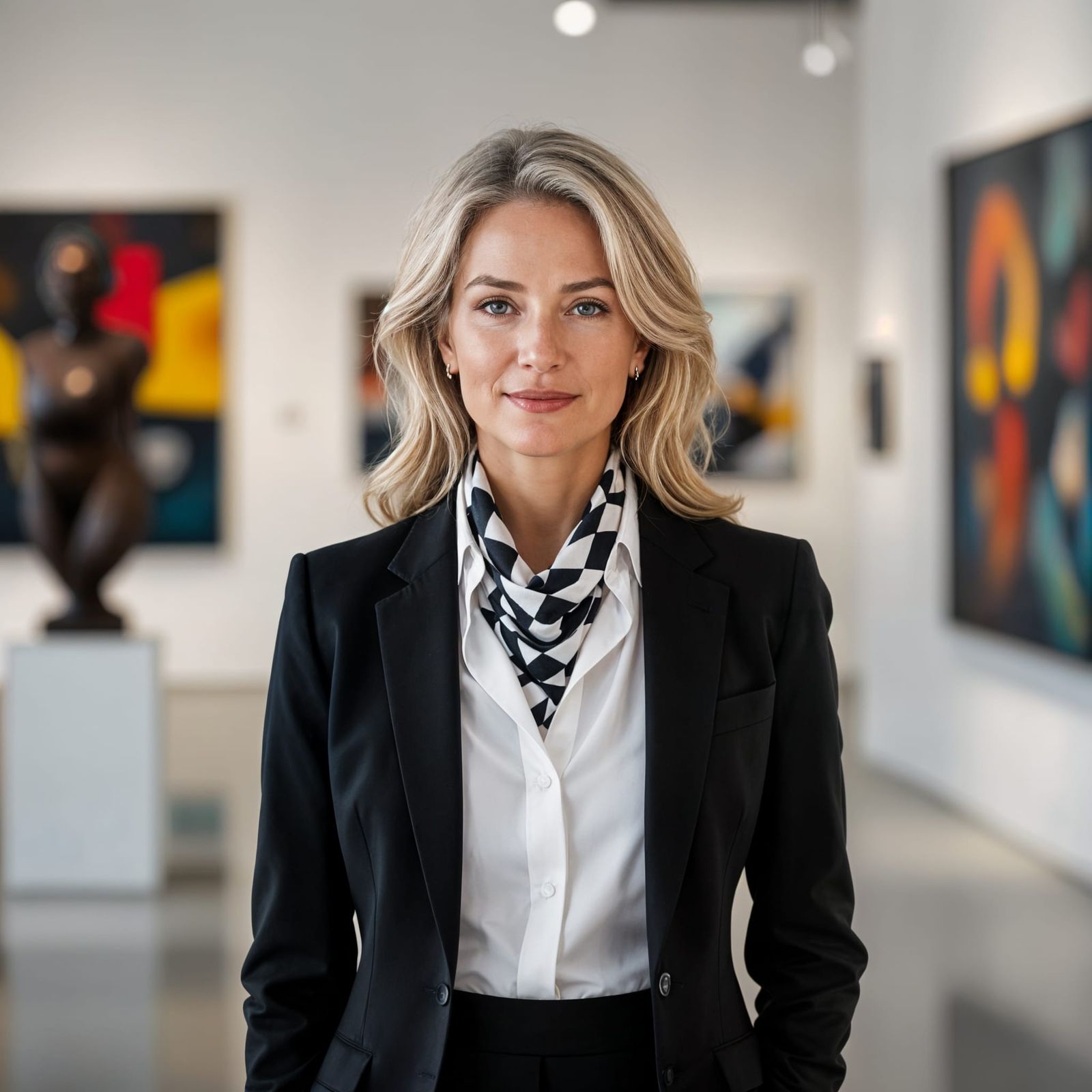 Businesswoman Portrait in Art Gallery, Leibovitz Style