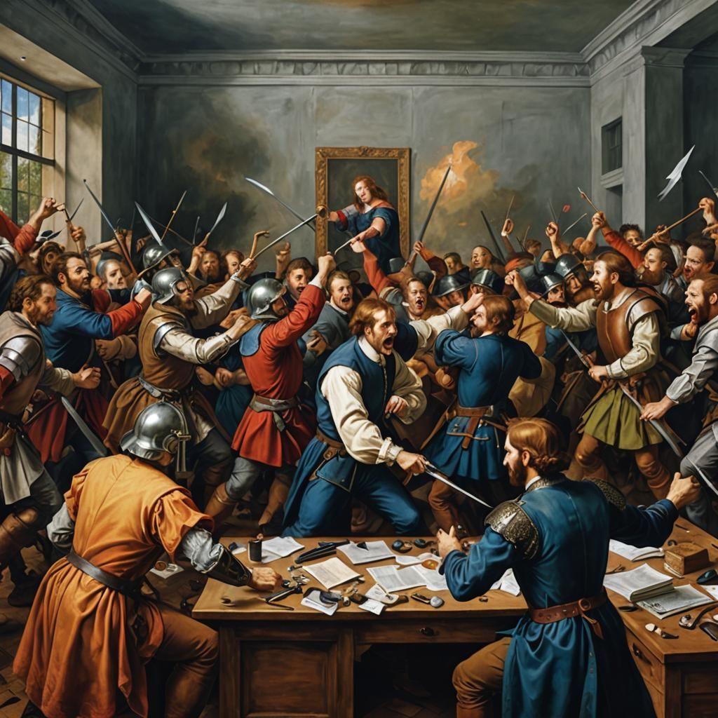 Renaissance Office Battle: A Classical Take