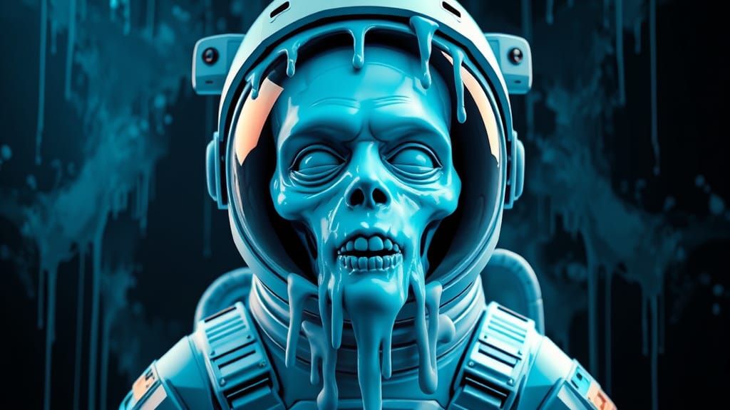 Melting Astronaut in Spacesuit: Psychedelic Gothic Art