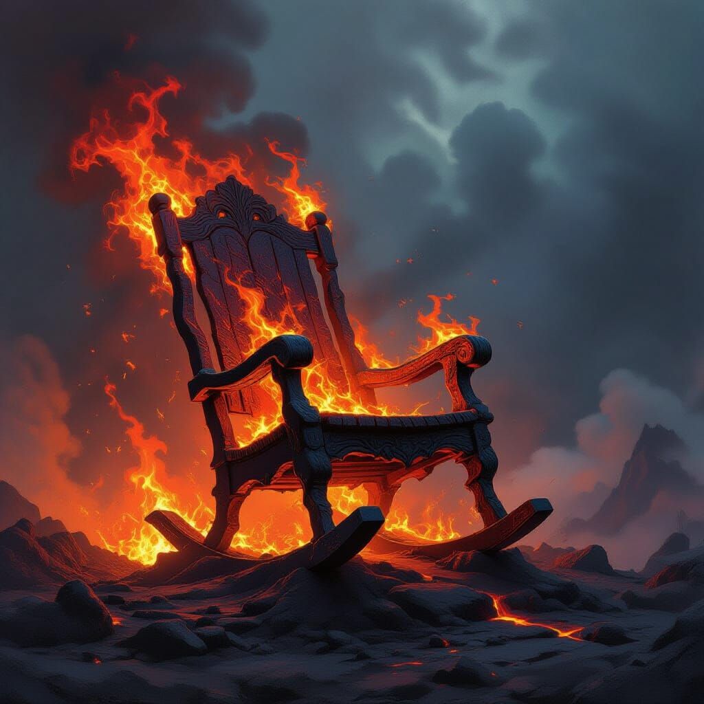 Fiery Lava Rocking Chair on Volcanic Peak