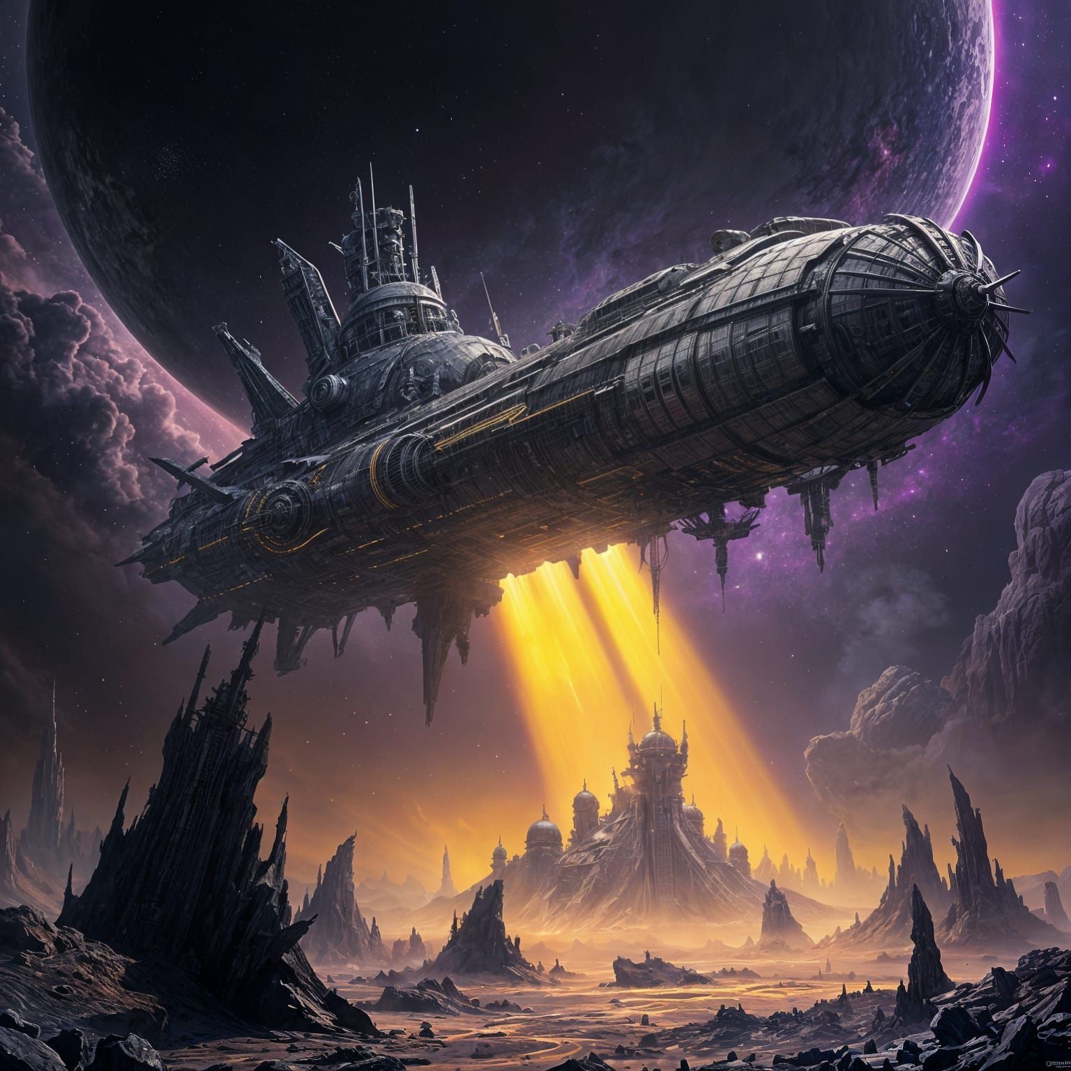 Surreal Spacecraft Invades a Futuristic Terra in Dark Fantas...