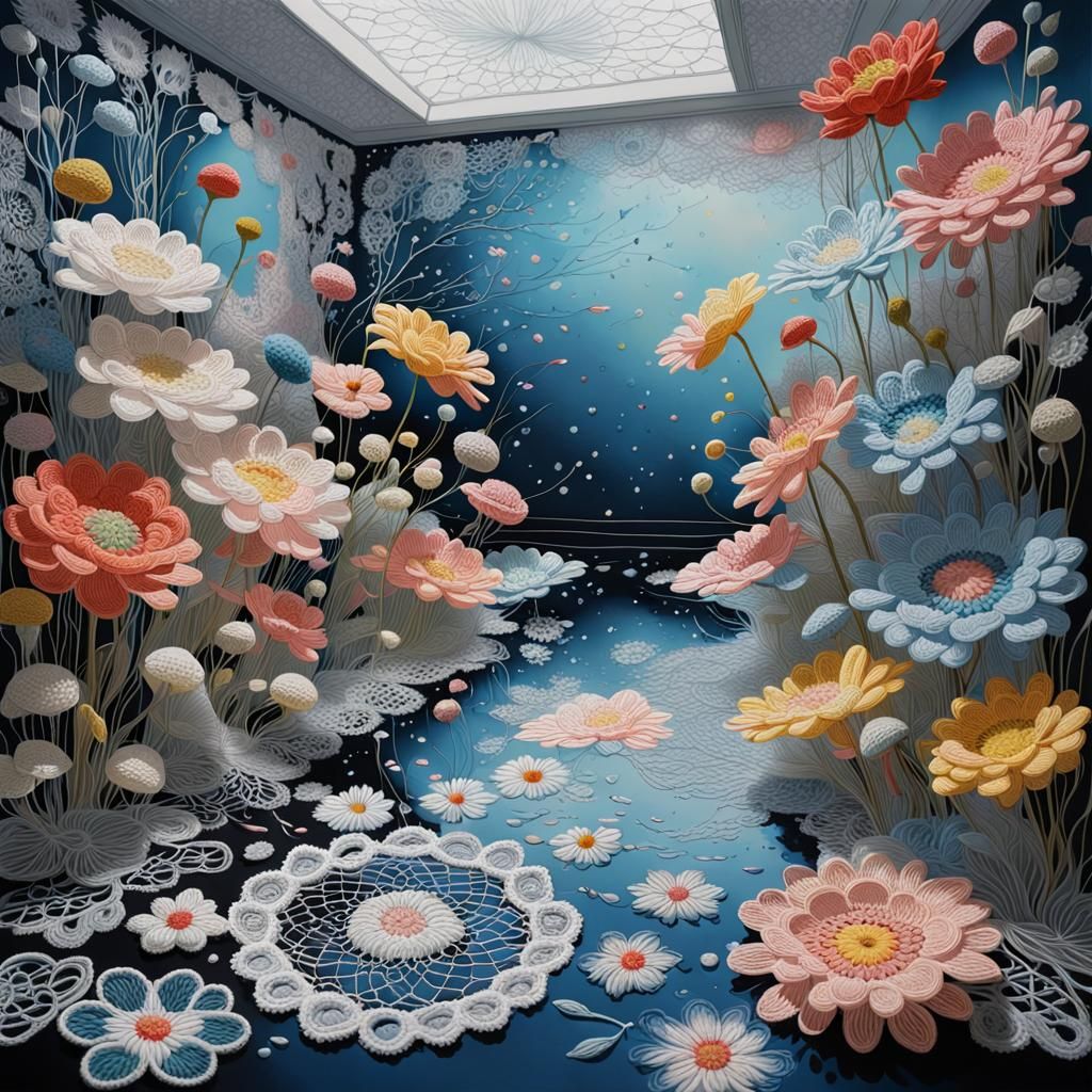 Whimsical Floral Dreamscape in Vibrant, Intricately Detailed...