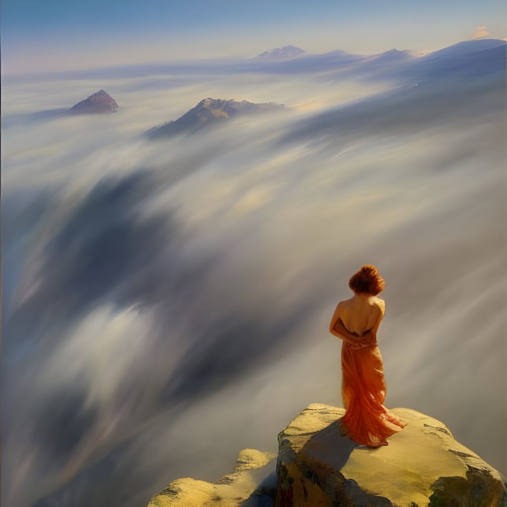 Wanderer Above the Sea of Fog in Vintage Style