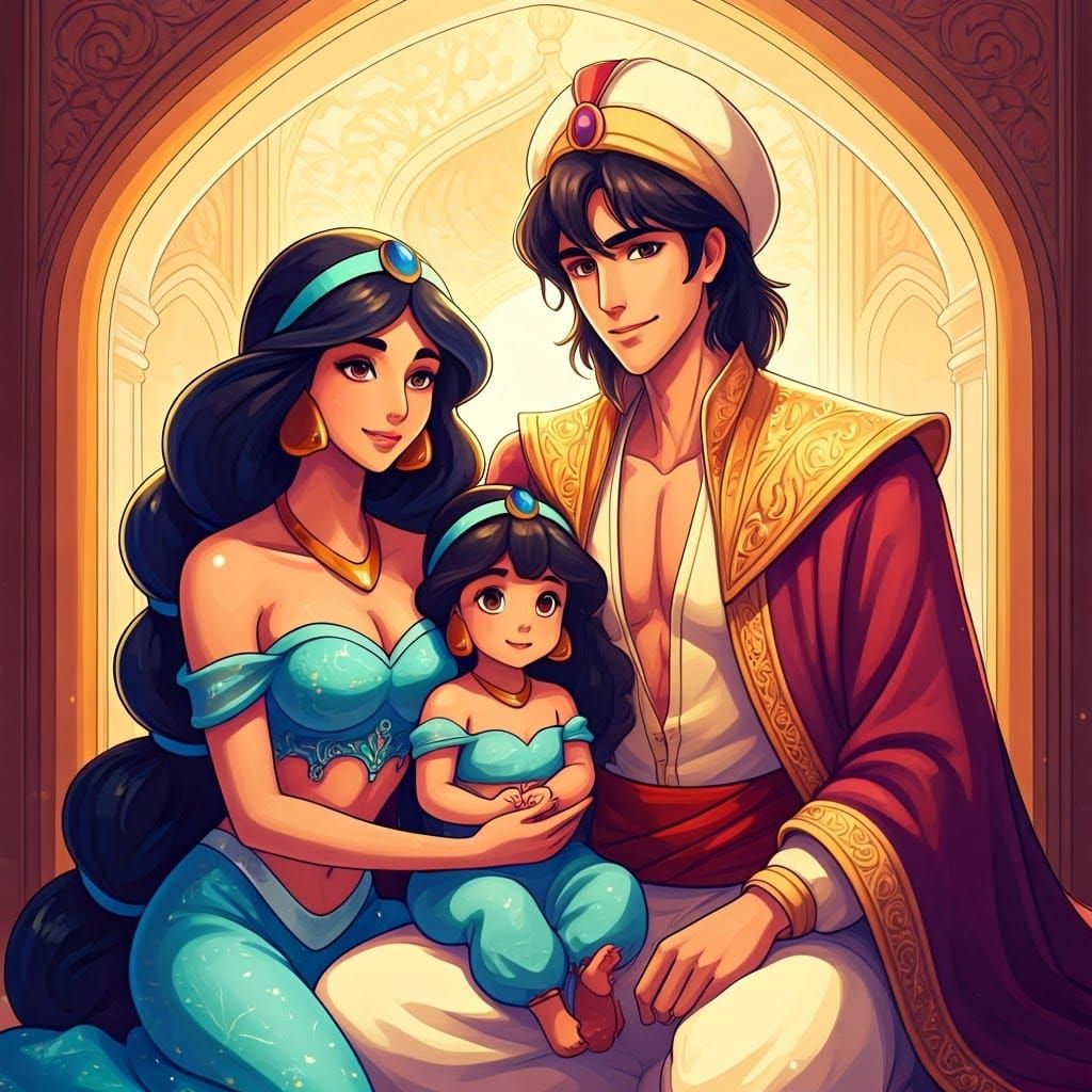 Regal Family Portrait in Anime-Inspired Style