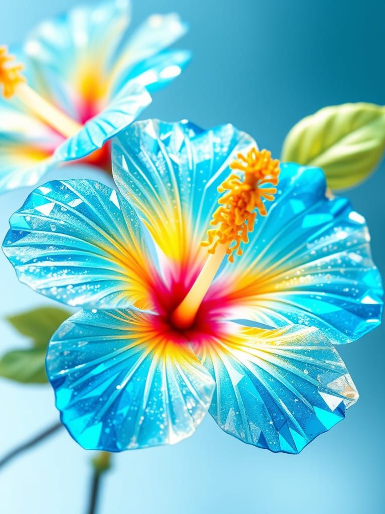 Crystallized Hibiscus Flowers with Shimmering Petals