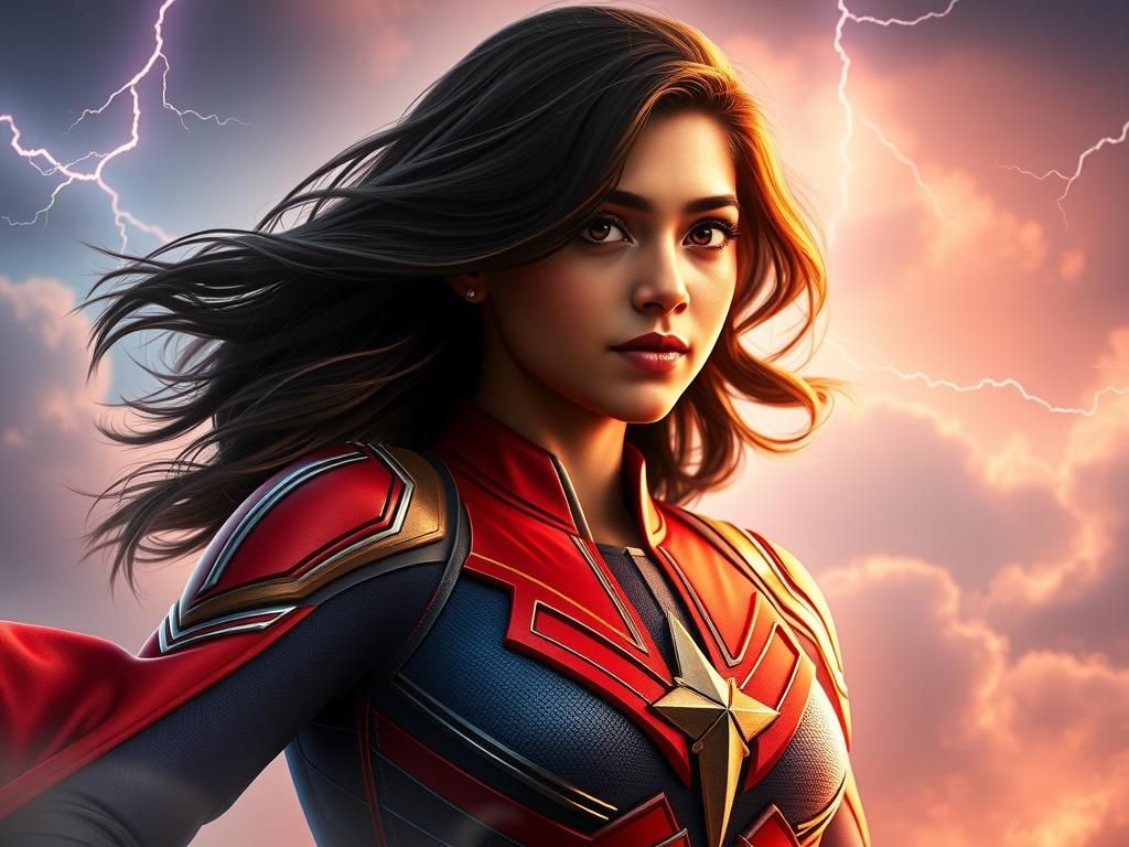 Ms Marvel Portrait with Dynamic Lighting and Costume Detail