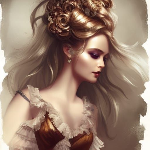 Steampunk Woman Portrait in Art Nouveau Style