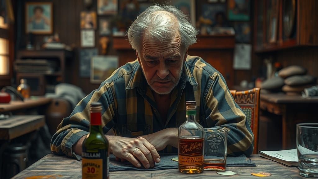 Sorrowful Gaze: Hyperrealistic Portrait of an Elderly Man