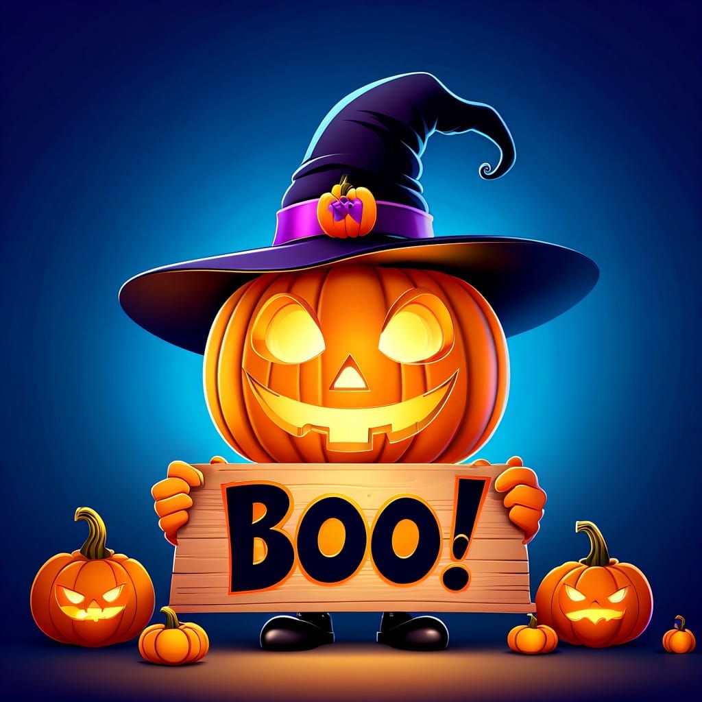 Cheerful Cartoon Pumpkin in Whimsical Autumn Style