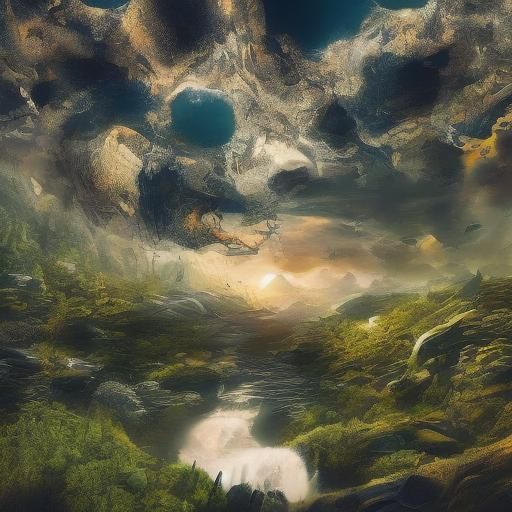 Abstract Fantasy Landscape in Double Exposure Style