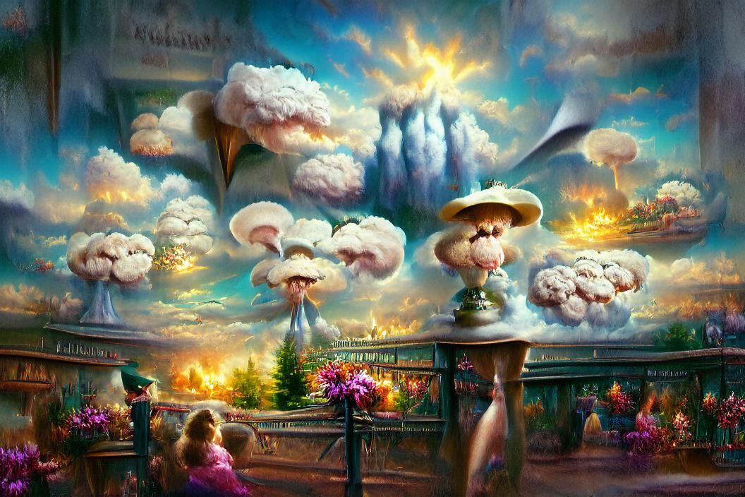 Humorous Weather Forecast with Mushroom Clouds