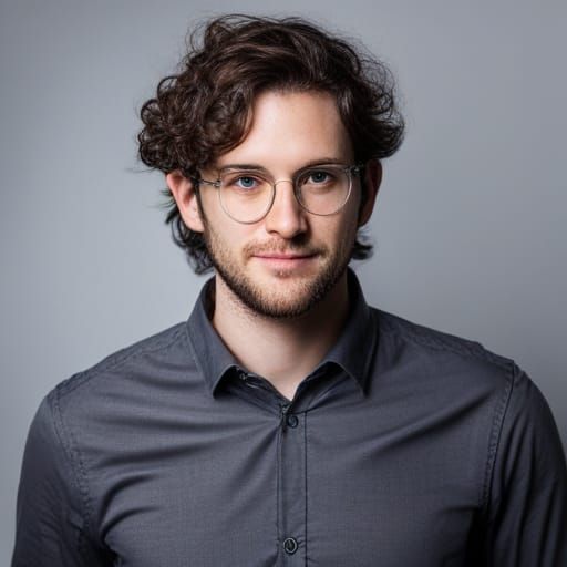 Detailed Portrait of Young Man with Curls and Beard