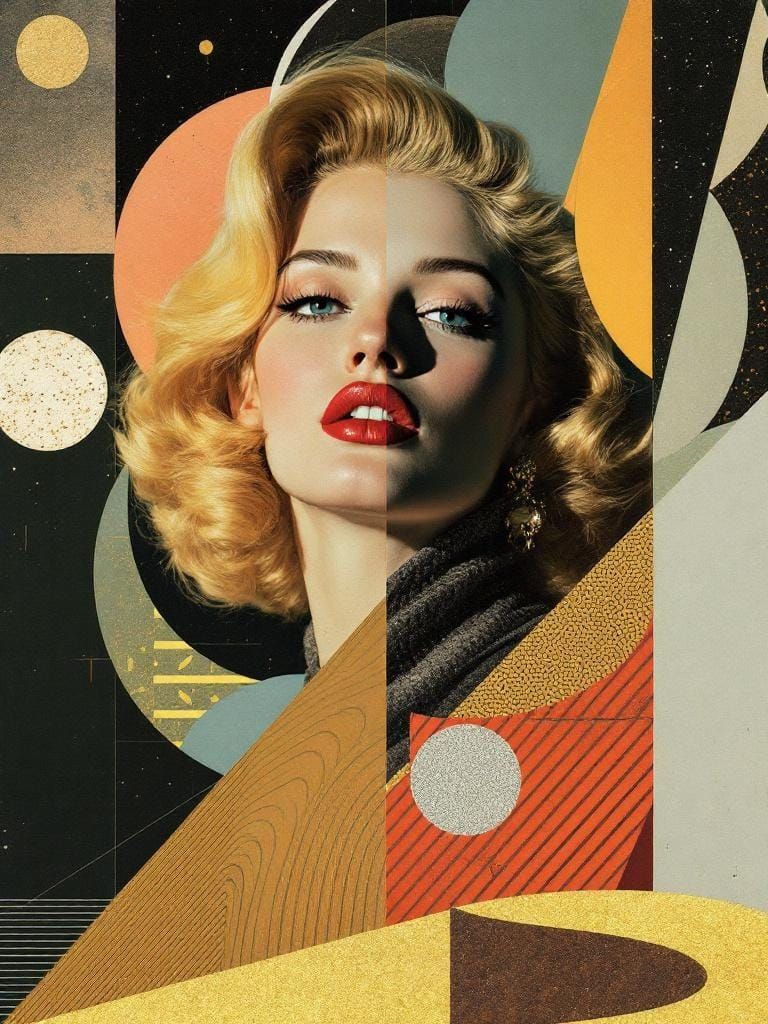 Surreal 1950s Pin-Up in Magritte-Anderson Collage