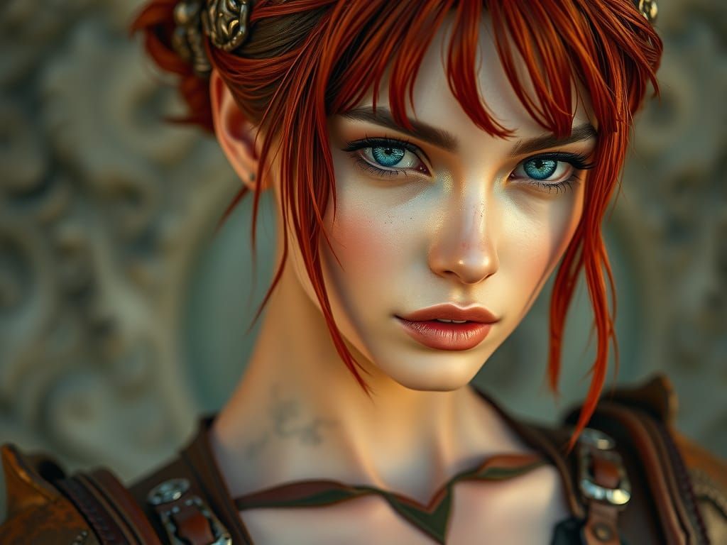 Elegant Cyberpunk Fashionista in Distressed Leather