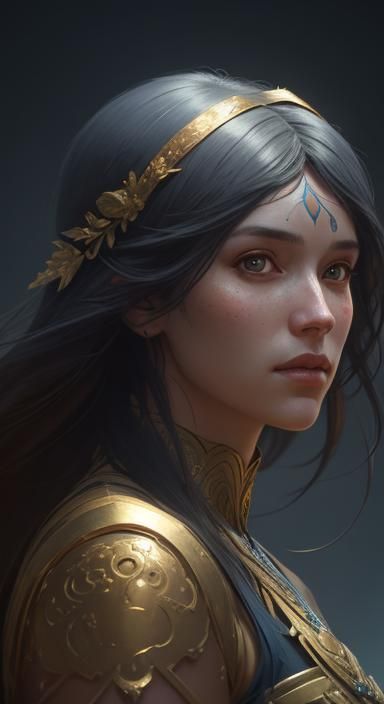 Girl in Himation: Alphonse Mucha-Inspired Portrait