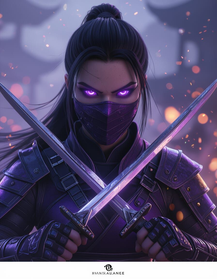 Warrior Woman Portrait in Smoky Battlefield