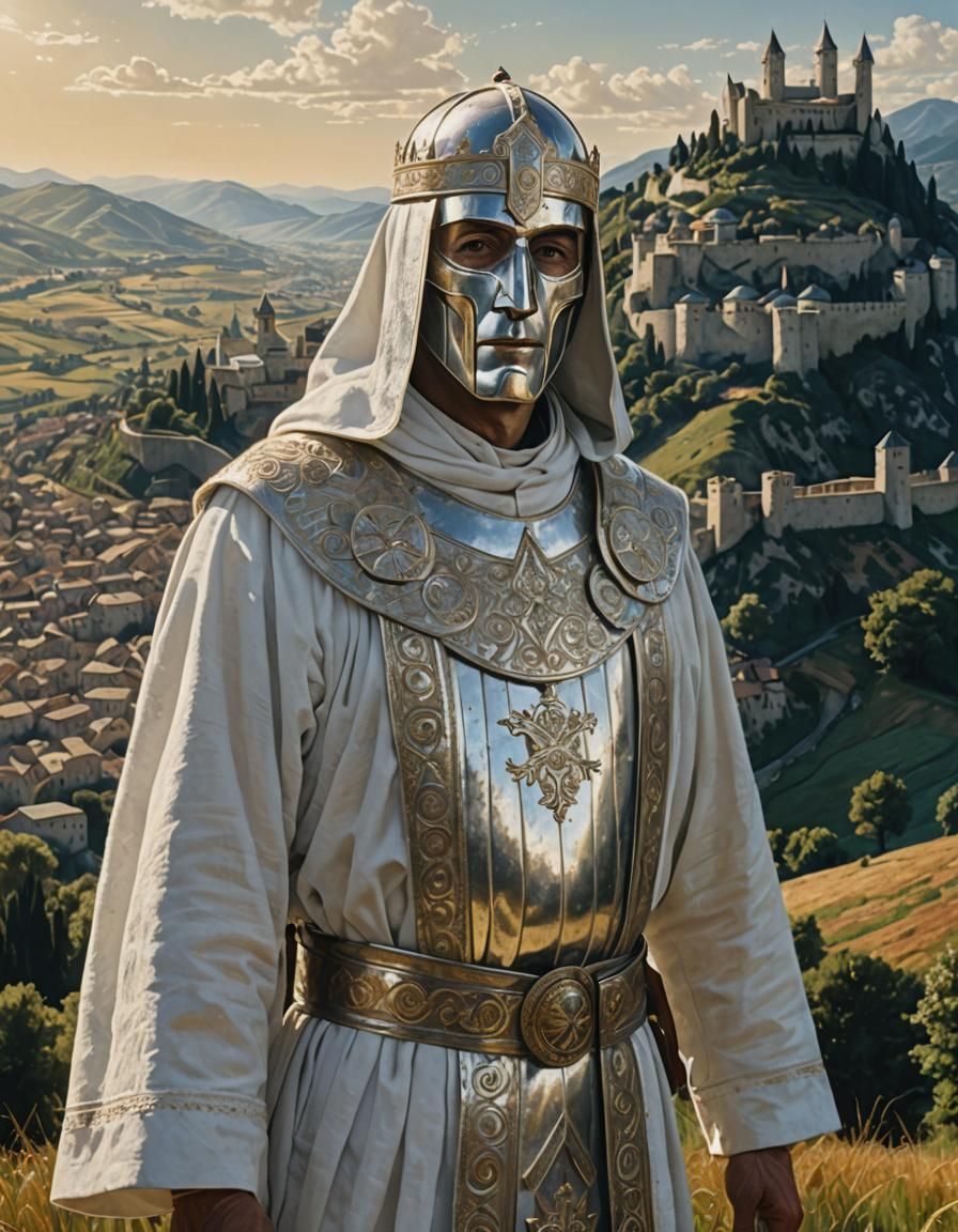 Baldwin IV with Silver Mask in Bosnian Landscape