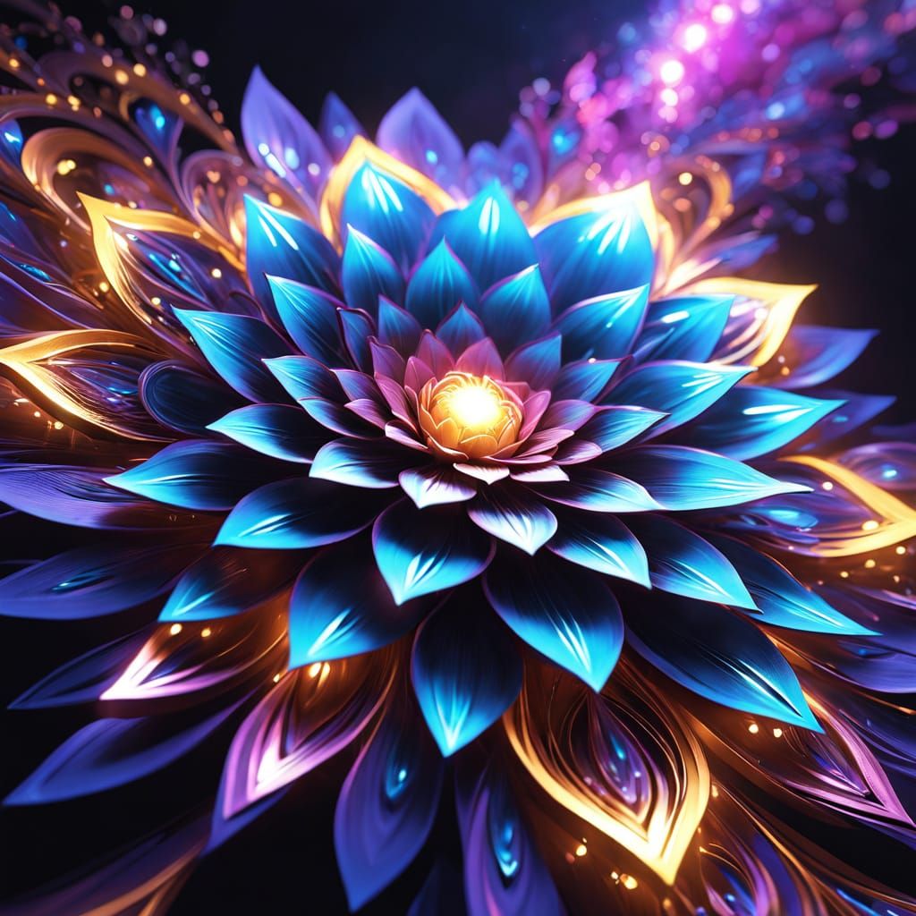 Ethereal Cosmic Flower in Triadic Colors
