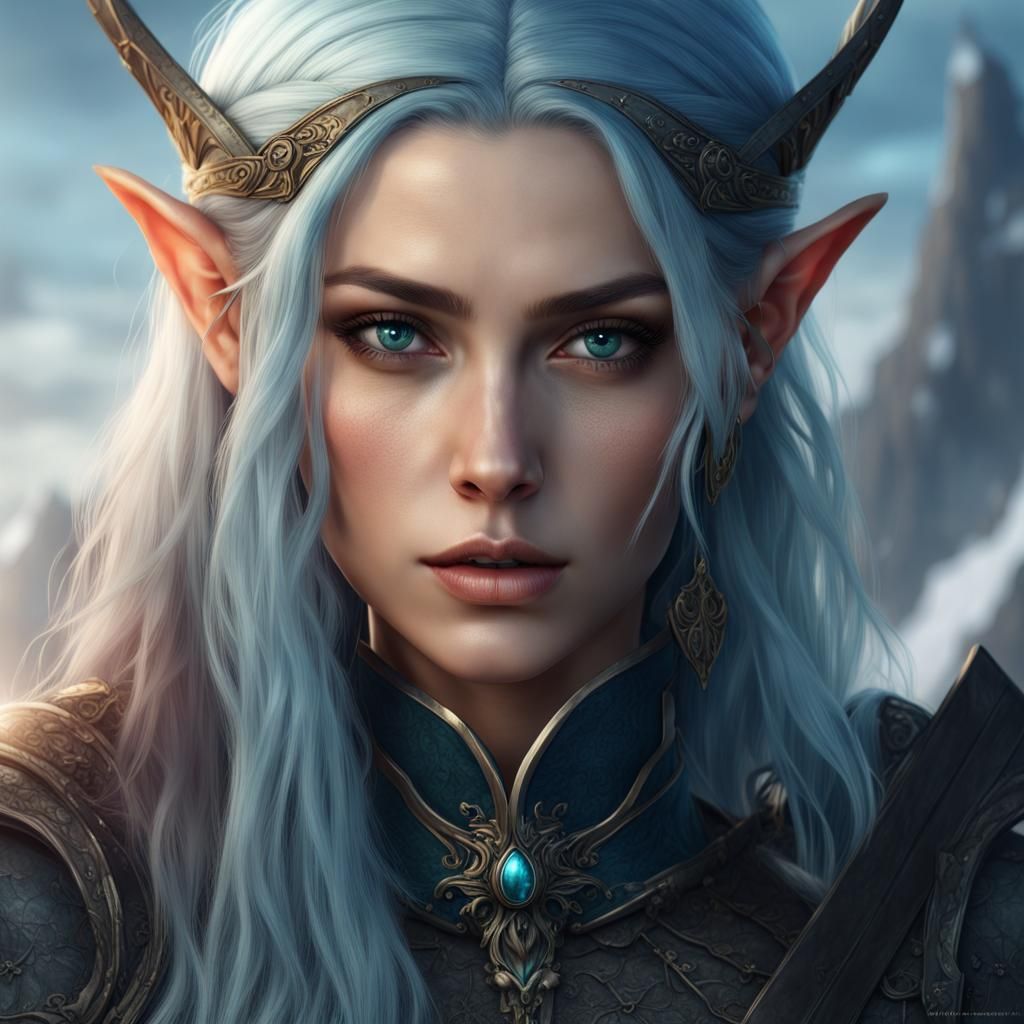 Beautiful Elf Woman Soldier in Detailed Matte Painting