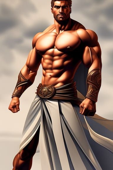 Muscular Greek God Digital Painting