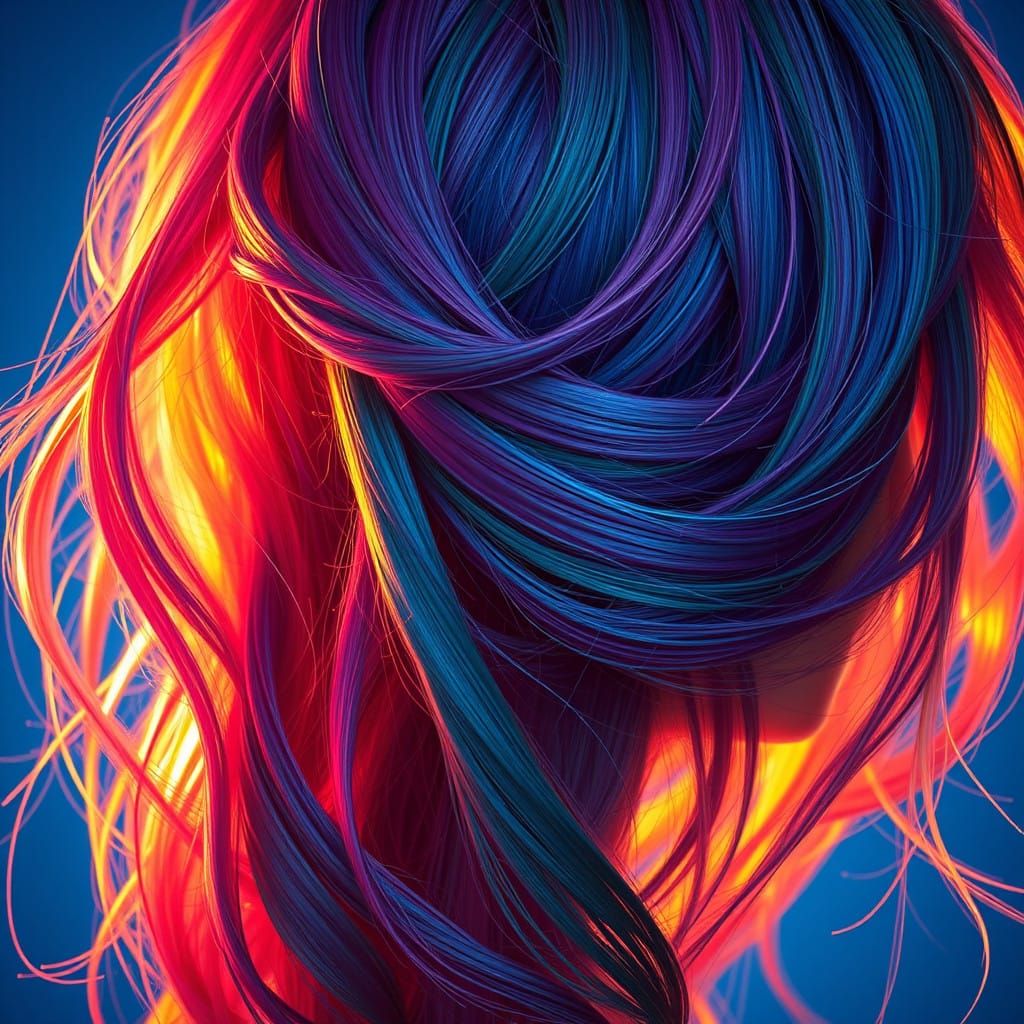 Hairstyling Artistry Cascades in Vibrant, Luminous Locks