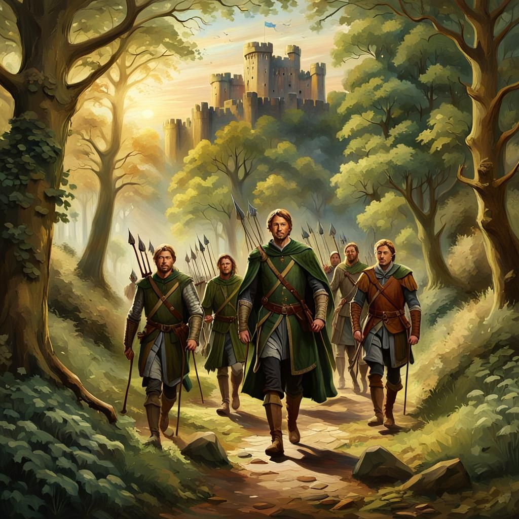 Robin Hood and Merry Men in Sherwood Forest