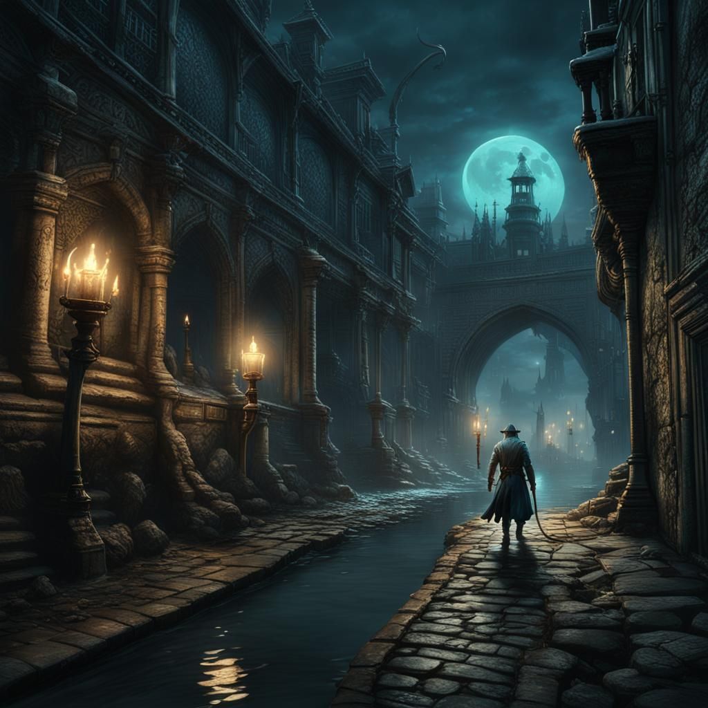 Bloodborne Sewers: Rat Plague Under Cyan Moon
